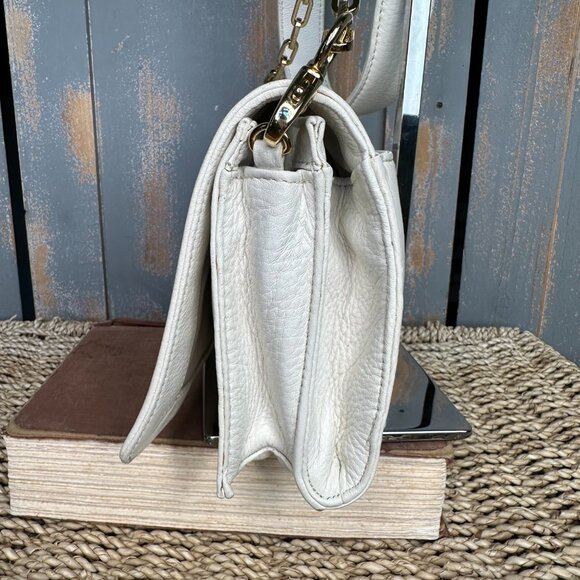 Tory Burch Kipp Perforated Logo Foldover Clutch Crossbody Bag White - Picture 3 of 16